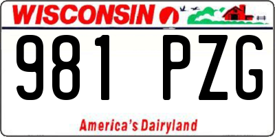 WI license plate 981PZG