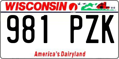 WI license plate 981PZK