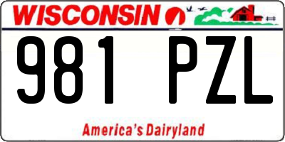 WI license plate 981PZL