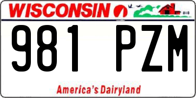WI license plate 981PZM