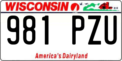 WI license plate 981PZU