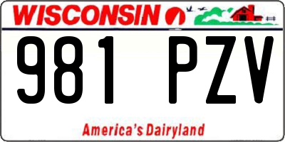 WI license plate 981PZV