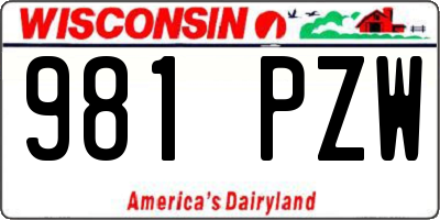 WI license plate 981PZW