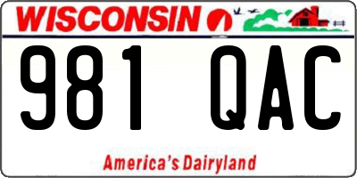 WI license plate 981QAC