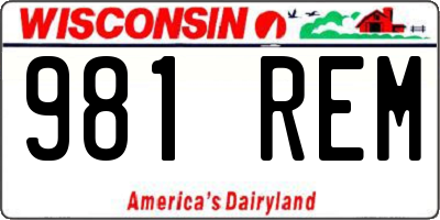 WI license plate 981REM