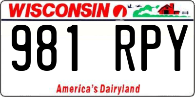 WI license plate 981RPY