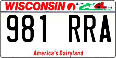 WI license plate 981RRA