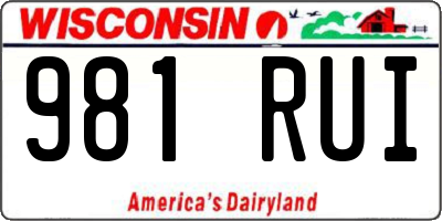 WI license plate 981RUI