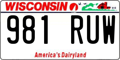 WI license plate 981RUW