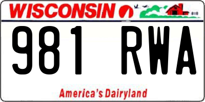WI license plate 981RWA