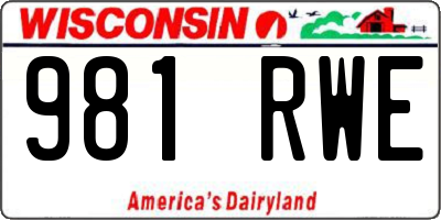 WI license plate 981RWE
