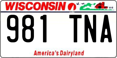 WI license plate 981TNA