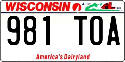 WI license plate 981TOA