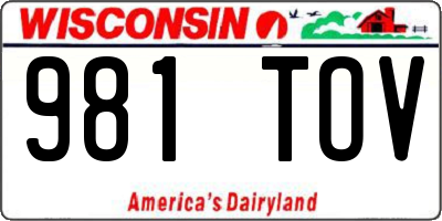 WI license plate 981TOV