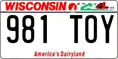 WI license plate 981TOY