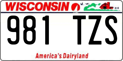 WI license plate 981TZS