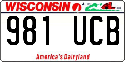 WI license plate 981UCB