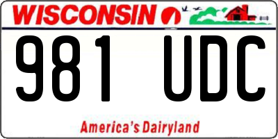 WI license plate 981UDC
