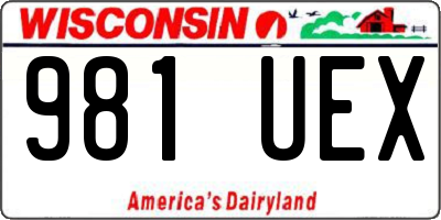 WI license plate 981UEX