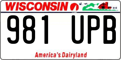 WI license plate 981UPB