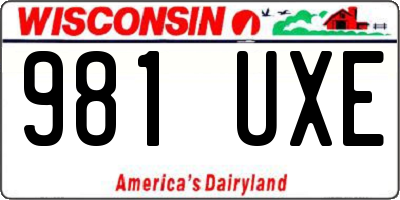 WI license plate 981UXE