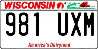 WI license plate 981UXM
