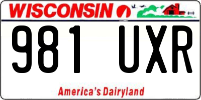 WI license plate 981UXR