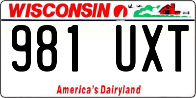 WI license plate 981UXT