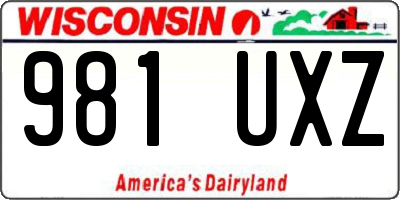WI license plate 981UXZ