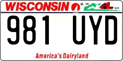 WI license plate 981UYD