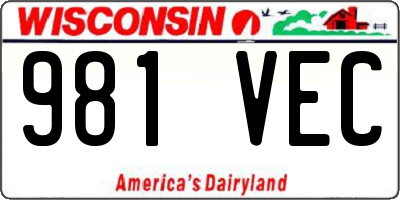WI license plate 981VEC