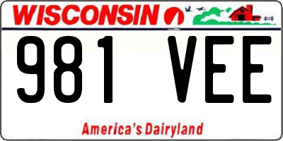 WI license plate 981VEE