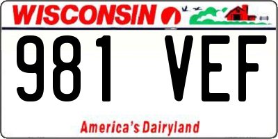 WI license plate 981VEF