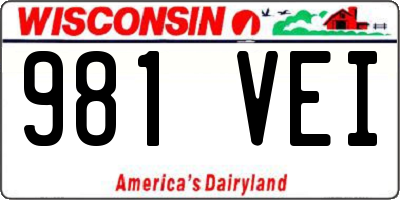 WI license plate 981VEI