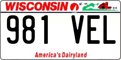 WI license plate 981VEL