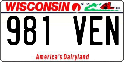 WI license plate 981VEN
