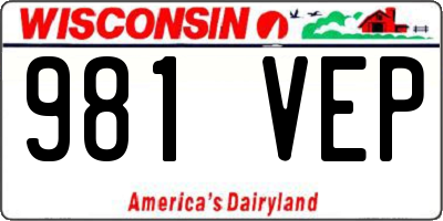 WI license plate 981VEP