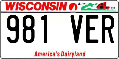 WI license plate 981VER