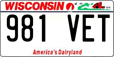 WI license plate 981VET