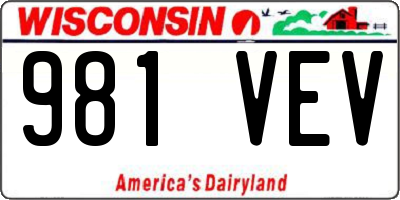 WI license plate 981VEV