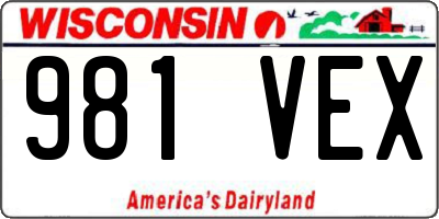 WI license plate 981VEX