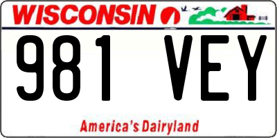 WI license plate 981VEY