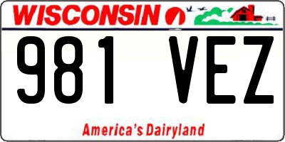 WI license plate 981VEZ