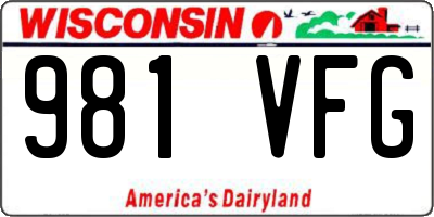 WI license plate 981VFG