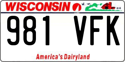 WI license plate 981VFK
