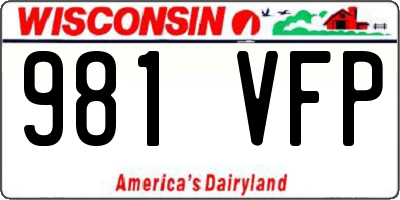 WI license plate 981VFP