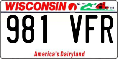WI license plate 981VFR