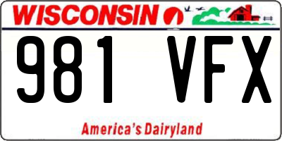 WI license plate 981VFX