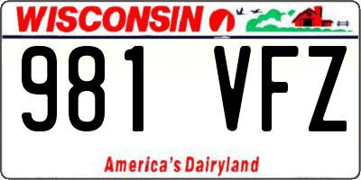 WI license plate 981VFZ