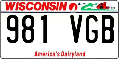 WI license plate 981VGB